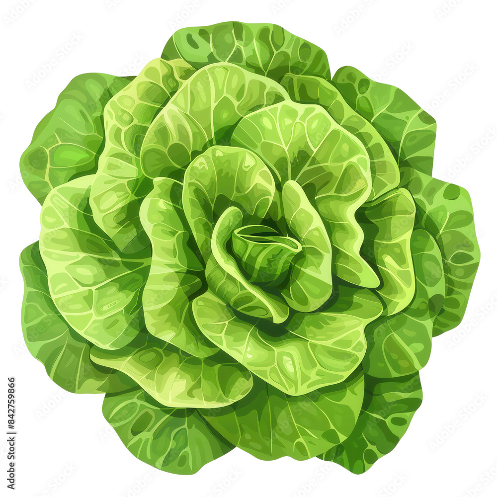 A fresh clipart illustration of a head of green lettuce, isolated on transparent background A fresh clipart illustration of a head of green lettuce, isolated on transparent background