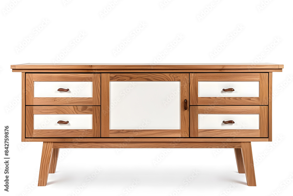 Wooden sideboard with drawers isolated on white background Wooden sideboard with drawers isolated on white background