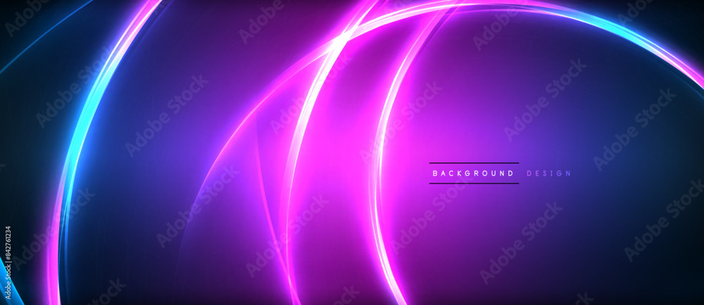 Neon glowing circle rays, light round lines in the dark, planet style neon wave lines. Energetic electric concept design for wallpaper, banner, background Neon glowing circle rays, light round lines in the dark, planet style neon wave lines. Energetic electric concept design for wallpaper, banner, background