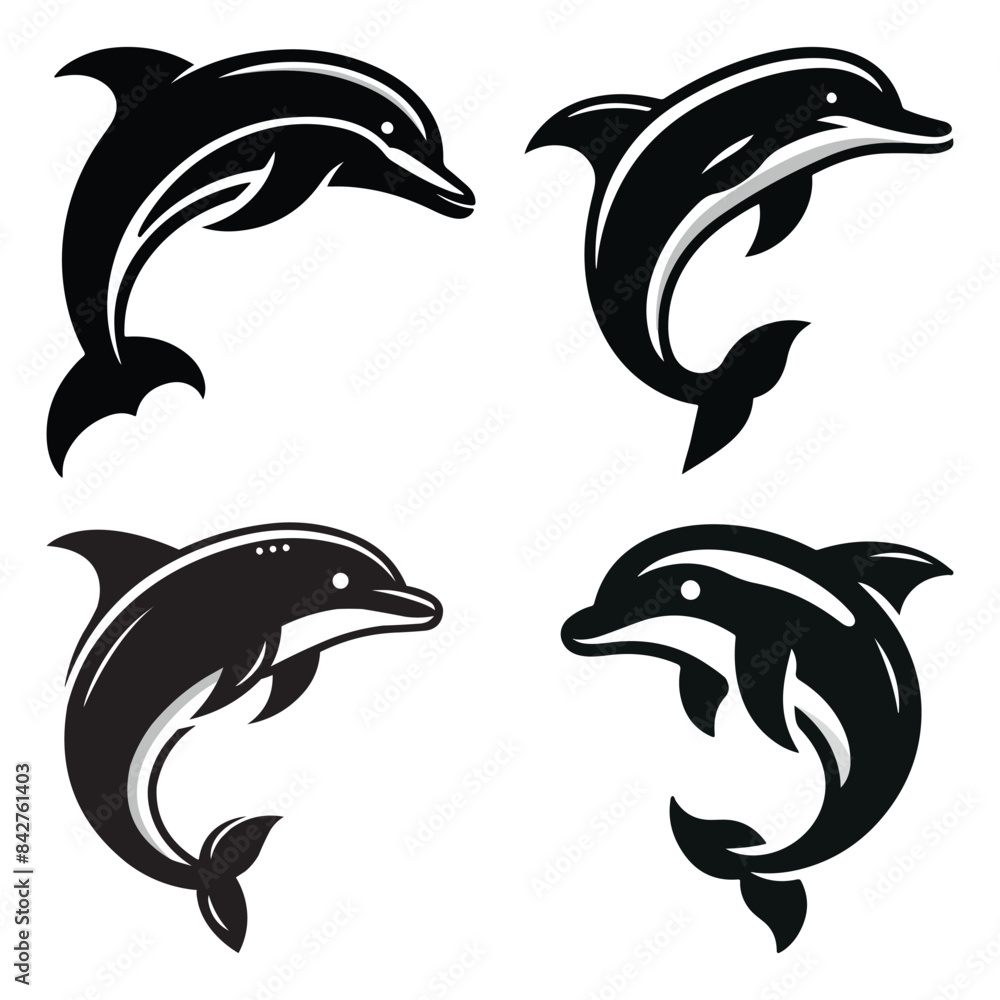 Fototapeta premium Dolphin Minimalist and Simple Silhouette Vector Illustration