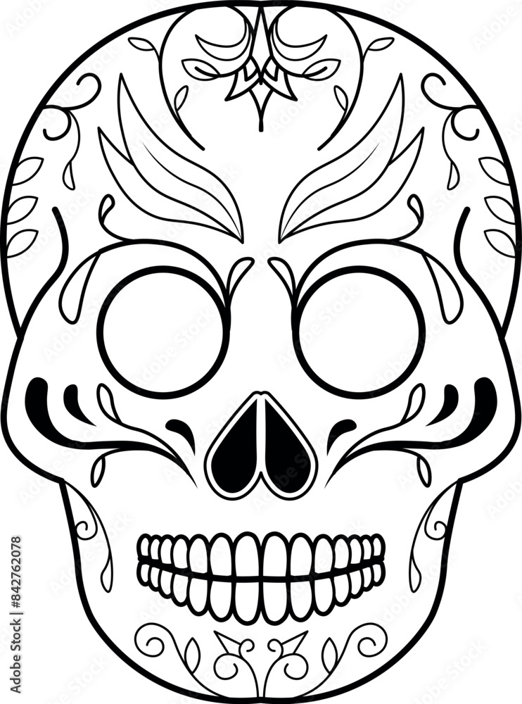 Fototapeta premium Flat isolated mexican sugar skull. Day of the Dead Skull illustration vector.