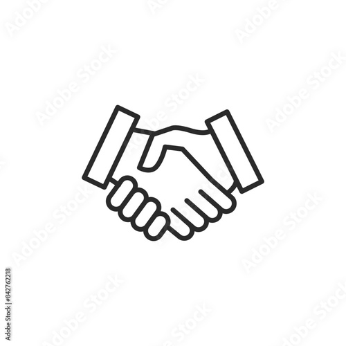 House handshake icon. Simple yet powerful symbol of a real estate transaction or partnership agreement with a handshake, a house outline. Ideal for depicting deals, negotiations. Vector illustration 