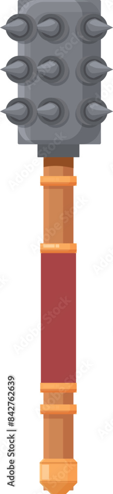 Medieval spiked metal mace weapon standing upright on a pure white background Medieval spiked metal mace weapon standing upright on a pure white background