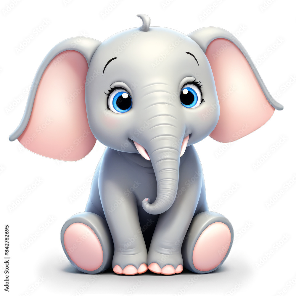 3D Illustration of Cute Sitting Elephant Icon 3D Illustration of Cute Sitting Elephant Icon