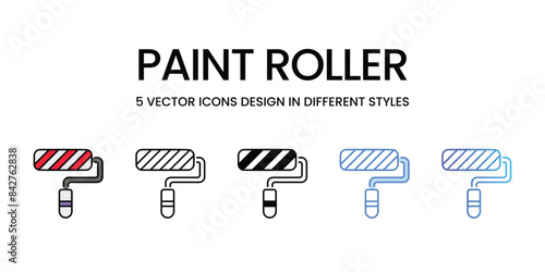 Paint Roller icons vector set stock illustration.