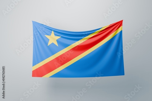 Democratic Republic of the Congo Flag Waving Proudly. 3D Flag Banner Illustration image. photo