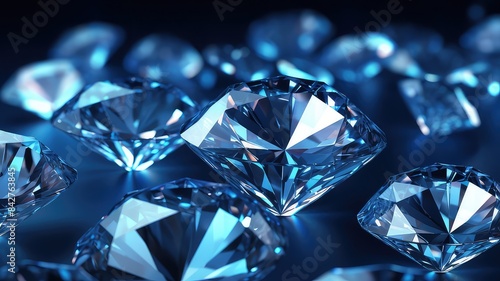 Wallpaper Mural blue crystal or diamond, background pattern texture Torontodigital.ca