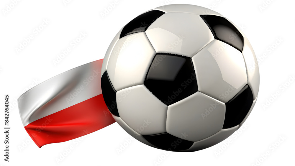 Black and White Football Next to Polish Flag - Isolated on Transparent Background - Soccer Concept - Vector Illustration Black and White Football Next to Polish Flag - Isolated on Transparent Background - Soccer Concept - Vector Illustration