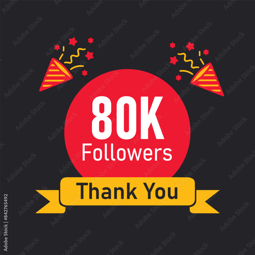 Fototapeta premium 80K or 80000 followers thank you vector design. 30K followers celebration.