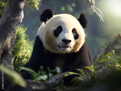 Giant panda, the giant panda is Endangered species photo