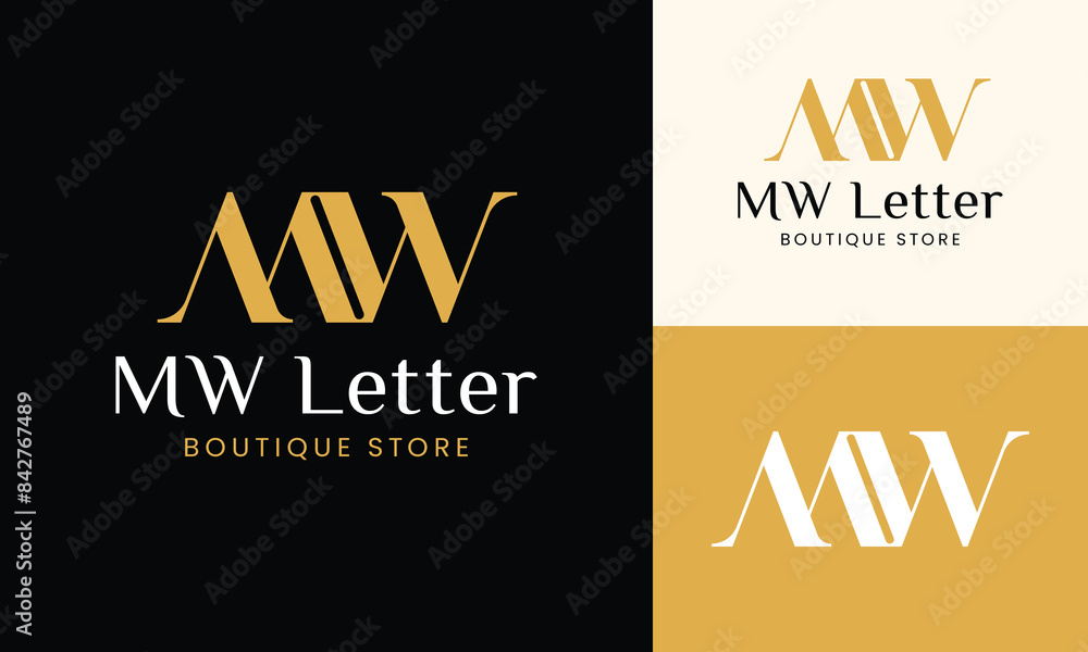 Letter Monogram M W MW WM in Simple Luxury Gold Elegant Ambigram Style for General Beauty Fashion Apparel Finance Boutique Jewelry Real Estate Logo Design Template. Letter Monogram M W MW WM in Simple Luxury Gold Elegant Ambigram Style for General Beauty Fashion Apparel Finance Boutique Jewelry Real Estate Logo Design Template.