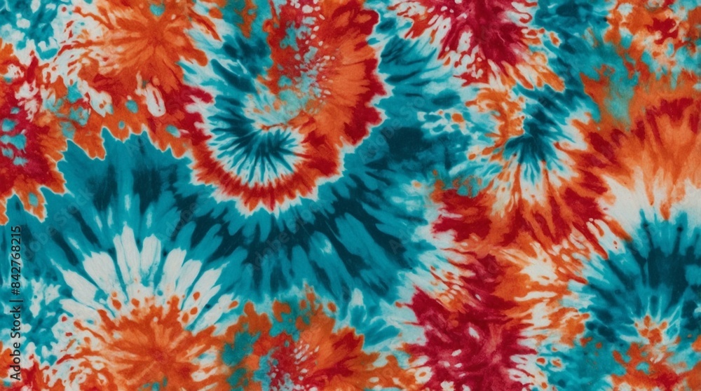 Vibrant red and blue tie-dye pattern with a prominent spiral effect on fabric, symbolizing energy Vibrant red and blue tie-dye pattern with a prominent spiral effect on fabric, symbolizing energy