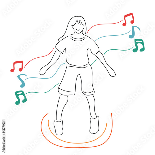 Sketch lifestyle concept minimal girl woman dance aerobics drawing line art. Female exercise hand drawn line concept with white ioslated background. Abstract,vector,illustration.