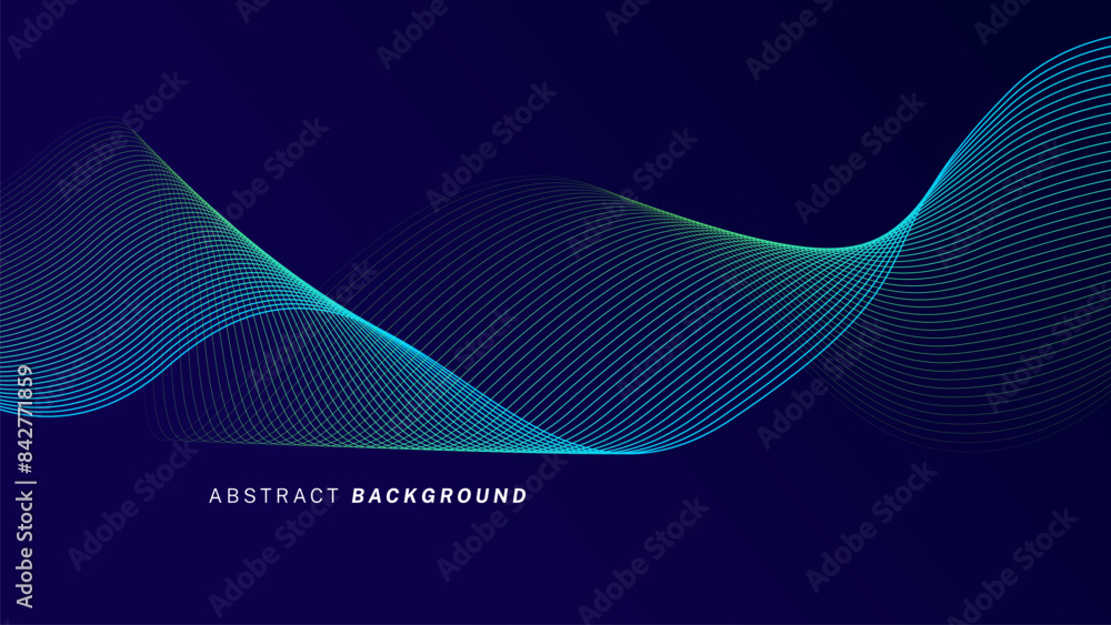 Abstract glowing wave lines on dark blue background. Dynamic wave pattern. Modern flowing wavy lines. Futuristic technology concept. Suit for banner, poster, cover, brochure, flyer, website Abstract glowing wave lines on dark blue background. Dynamic wave pattern. Modern flowing wavy lines. Futuristic technology concept. Suit for banner, poster, cover, brochure, flyer, website