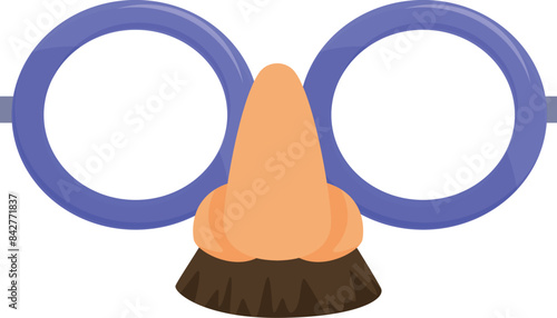Funny round glasses with fake nose and mustache being worn for a costume party