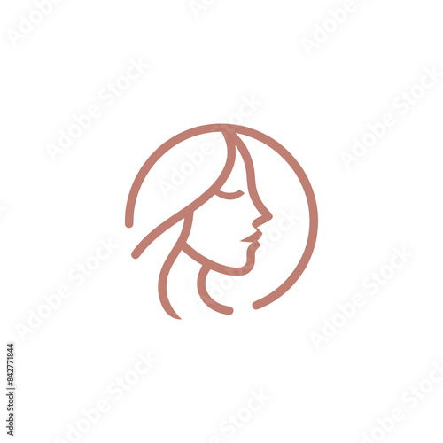 woman beauty line make up logo vector illustration template design