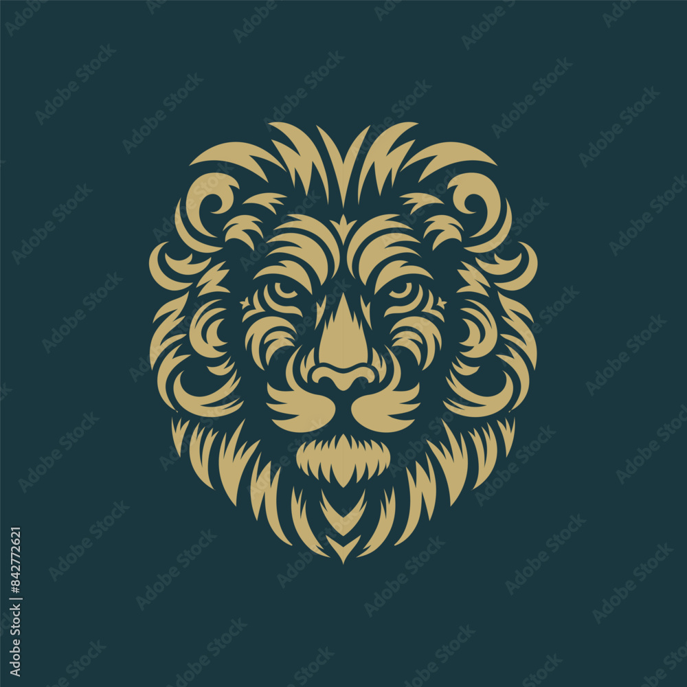 hand drawn lion head with floral and tribal vector hand drawn lion head with floral and tribal vector