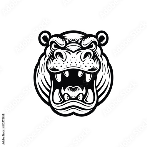 Mascot of hippopotamus head vector illustration black color