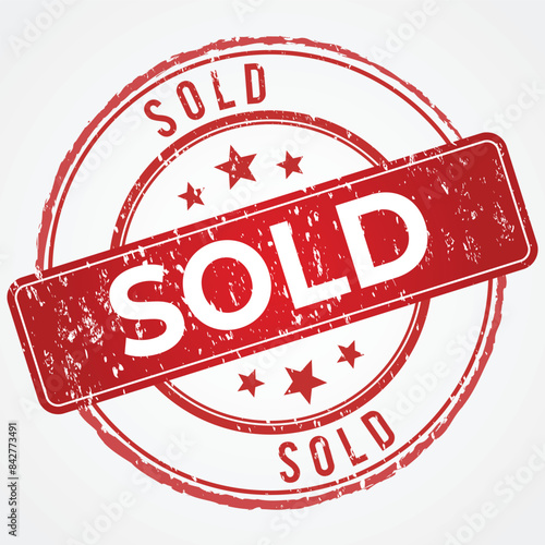 sold stamp in Grunge Red Shade 