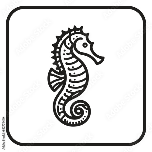 seahorse line art
