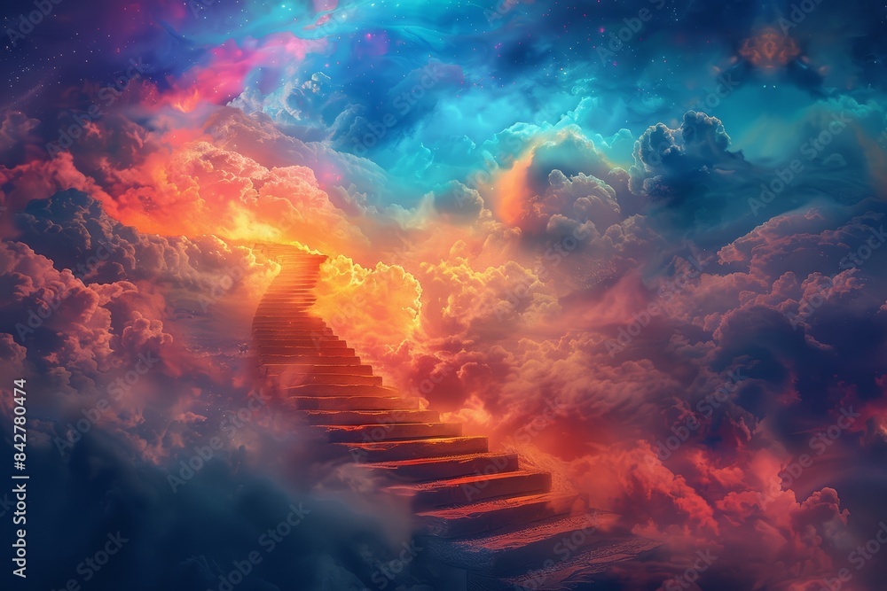 Abstract stairway leading into the clouds Abstract stairway leading into the clouds