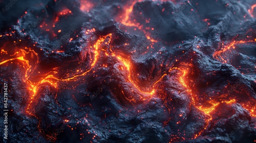 Glowing lava texture with cool surface tones Glowing lava texture with cool surface tones