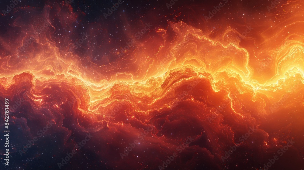 Swirling cosmic nebula with fiery orange hues Swirling cosmic nebula with fiery orange hues