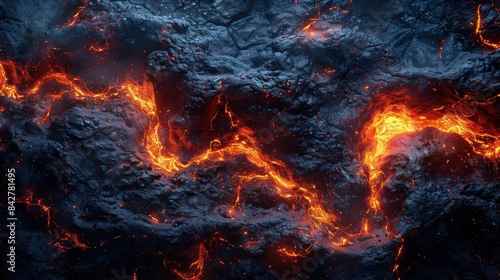 Lava-textured surface with fiery cracks © Oksana