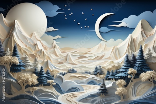 A serene winter landscape w...