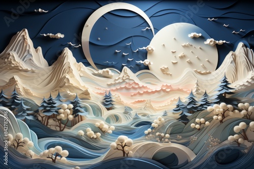 A serene winter landscape w...