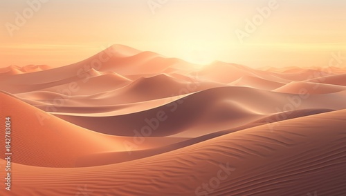 Sunrise dunes in the desert background