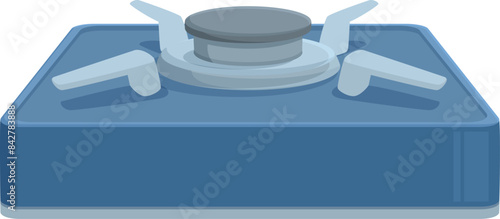 Blue gas stove with four burners for cooking delicious meals, isolated on white background