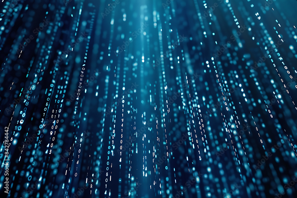Background filled with cascading binary code, creating a digital and futuristic atmosphere, ideal for technology and programming themes Background filled with cascading binary code, creating a digital and futuristic atmosphere, ideal for technology and programming themes