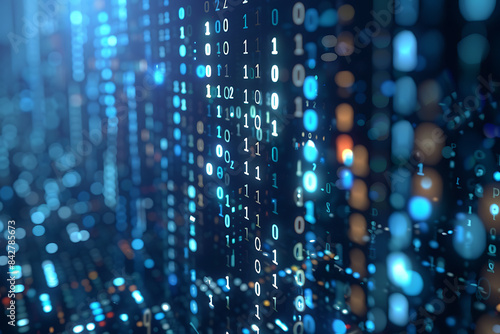 Wallpaper Mural Background filled with cascading binary code, creating a digital and futuristic atmosphere, ideal for technology and programming themes Torontodigital.ca