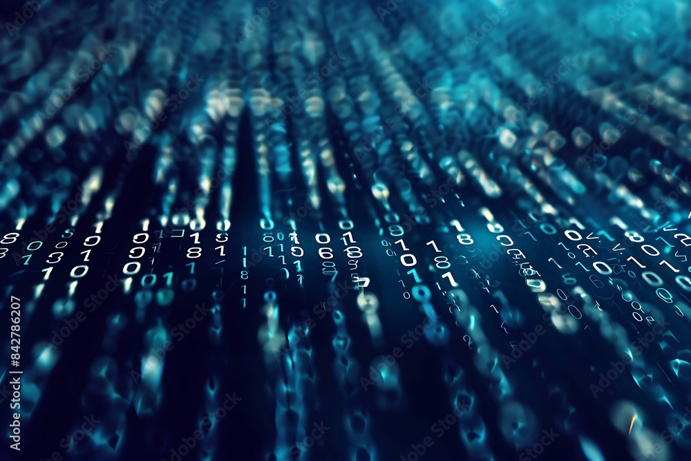 Background filled with cascading binary code, creating a digital and futuristic atmosphere, ideal for technology and programming themes Background filled with cascading binary code, creating a digital and futuristic atmosphere, ideal for technology and programming themes