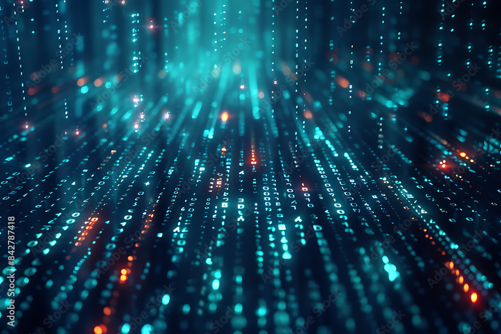 Background filled with cascading binary code, creating a digital and futuristic atmosphere, ideal for technology and programming themes Background filled with cascading binary code, creating a digital and futuristic atmosphere, ideal for technology and programming themes