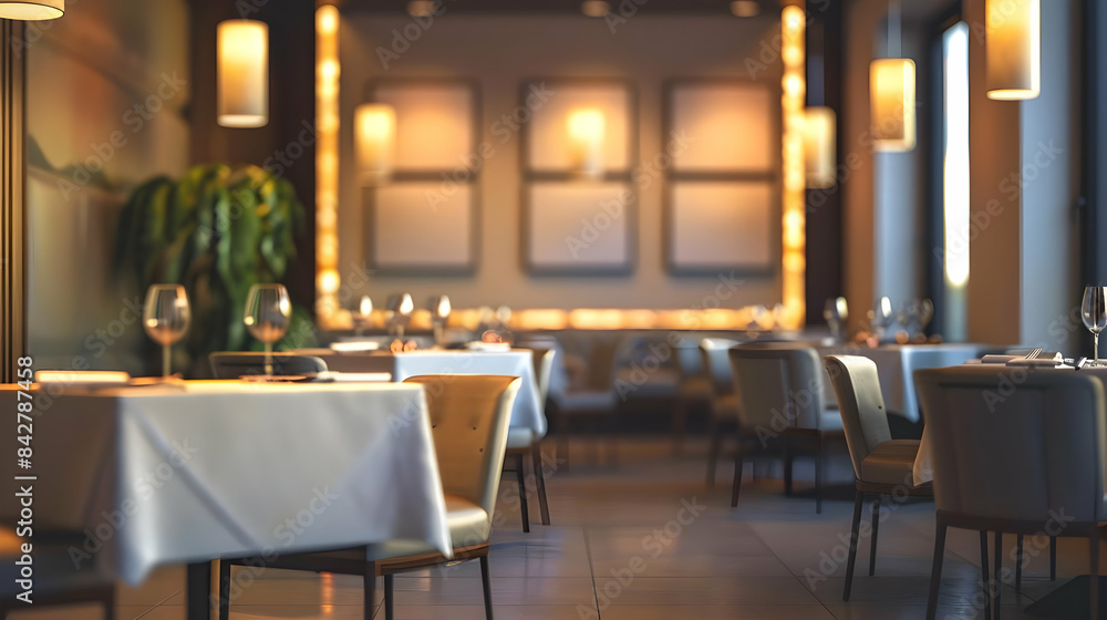 Fototapeta premium Elegant Modern Restaurant Interior with Lighting