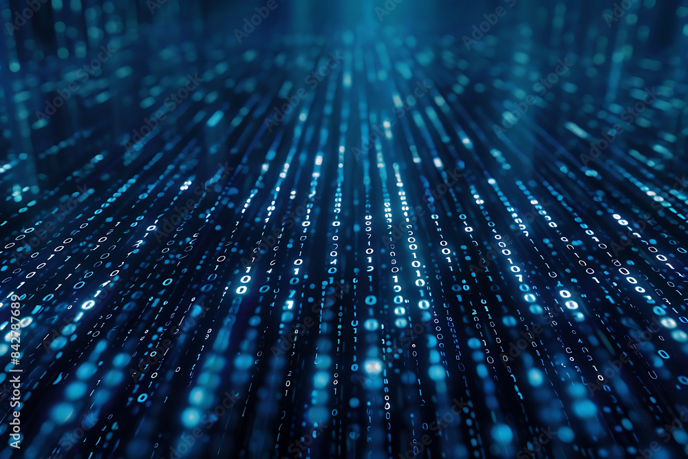 Background filled with cascading binary code, creating a digital and futuristic atmosphere, ideal for technology and programming themes Background filled with cascading binary code, creating a digital and futuristic atmosphere, ideal for technology and programming themes