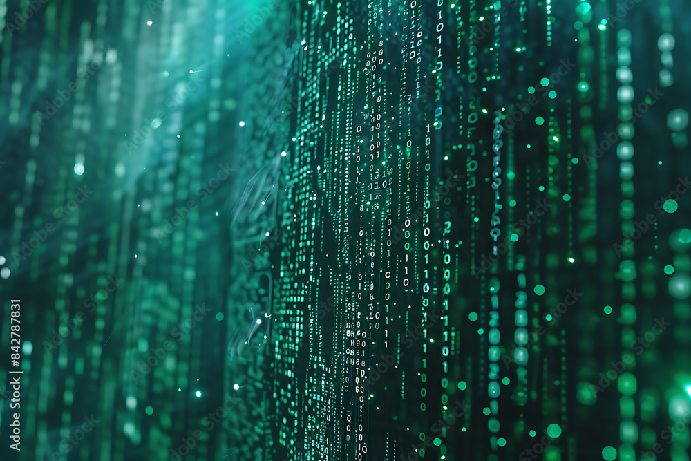 Background filled with cascading binary code, creating a digital and futuristic atmosphere, ideal for technology and programming themes Background filled with cascading binary code, creating a digital and futuristic atmosphere, ideal for technology and programming themes