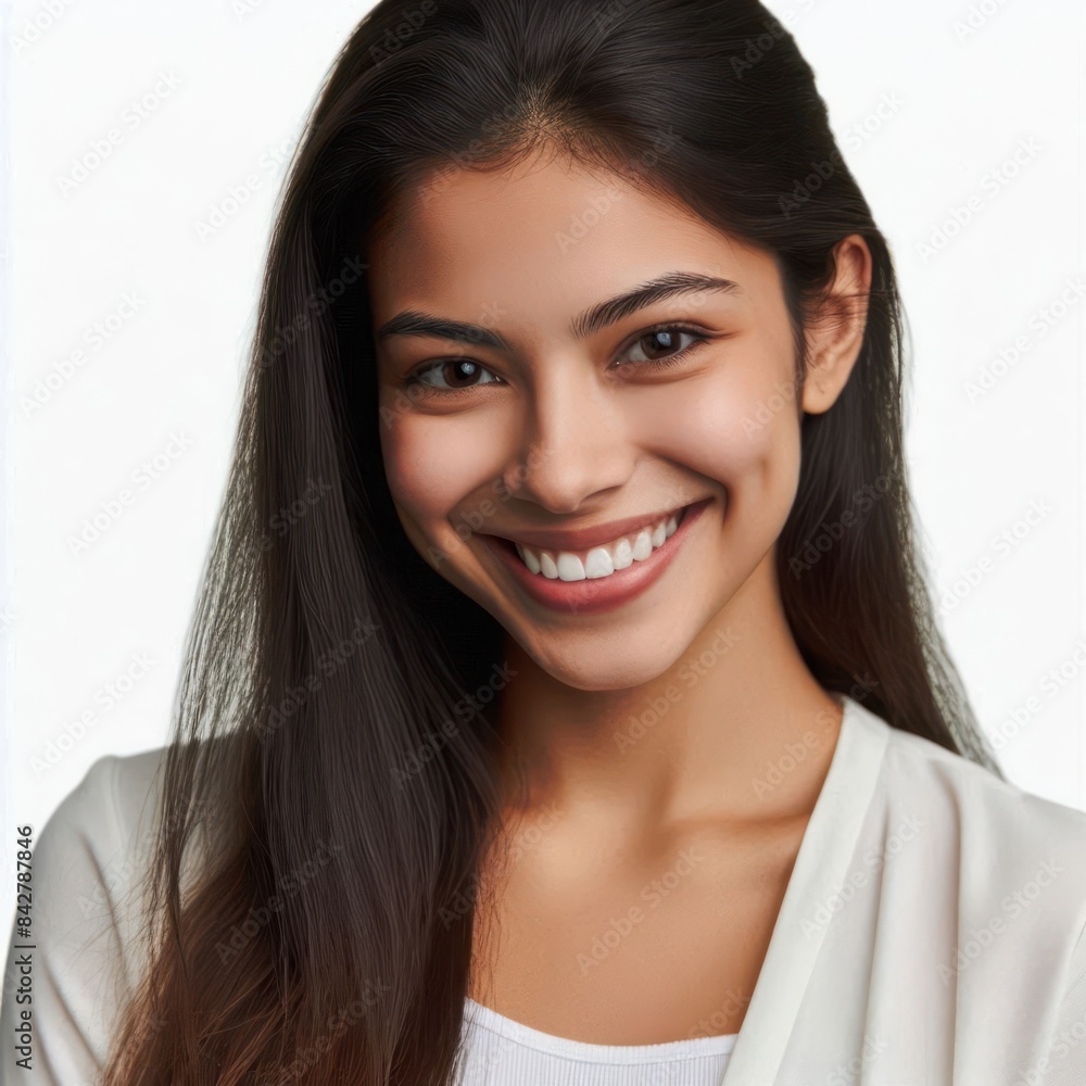 Portrait of a smiling Hispanic appearance person isolated on white background Portrait of a smiling Hispanic appearance person isolated on white background