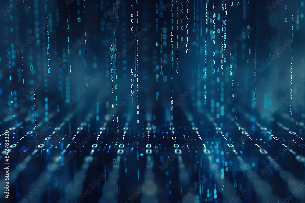 Background filled with cascading binary code, creating a digital and futuristic atmosphere, ideal for technology and programming themes Background filled with cascading binary code, creating a digital and futuristic atmosphere, ideal for technology and programming themes