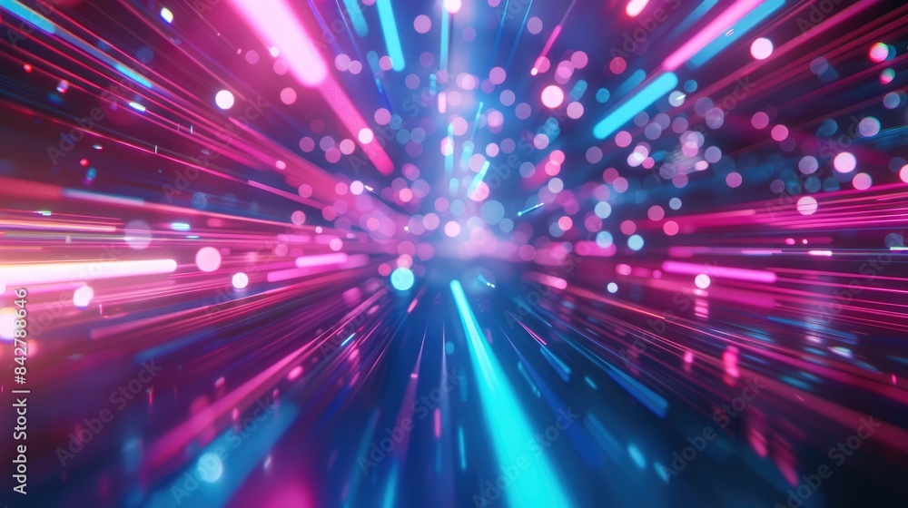 Colorful Neon Light Trails with Bokeh Effects in Motion Colorful Neon Light Trails with Bokeh Effects in Motion