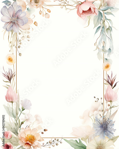 Watercolor floral wedding invitation cards