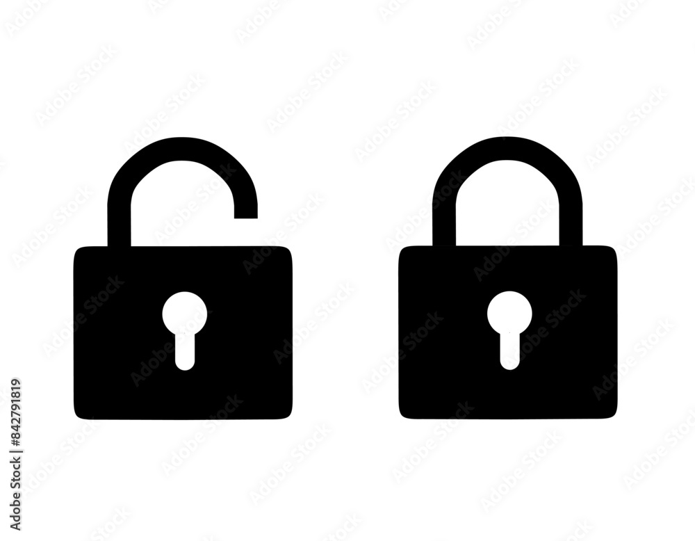 Lock and unlock icon vector with simple design.padlock icon Lock and unlock icon vector with simple design.padlock icon
