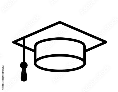 graduation cap icon vector with line design
