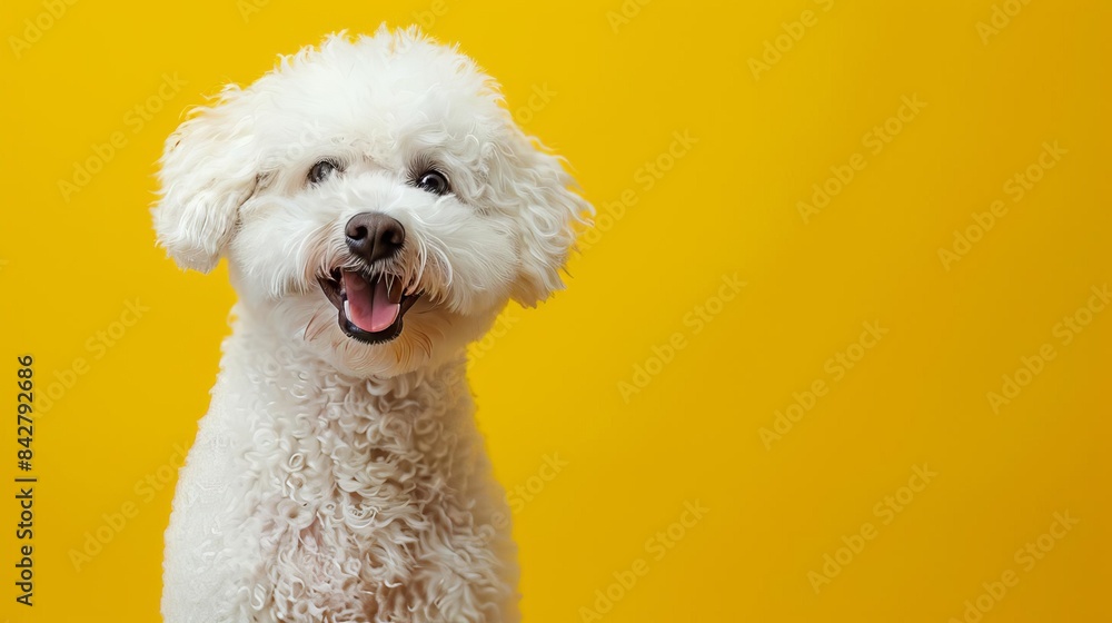 cute and joyful bichon frise dog portrait with copy space animal photography banner cute and joyful bichon frise dog portrait with copy space animal photography banner