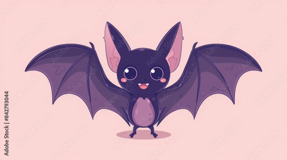 cute kawaii flying bat on simple pastel background adorable cartoon animal character digital illustration cute kawaii flying bat on simple pastel background adorable cartoon animal character digital illustration
