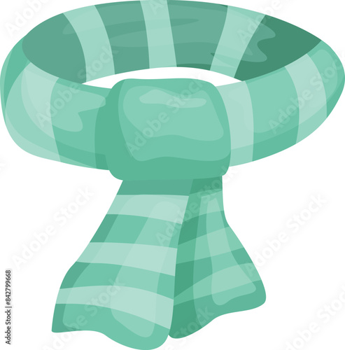 Green striped winter scarf, a piece of clothing that can be worn by men and women to keep warm during the cold season