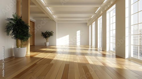 elegant hardwood floor empty white contemporary apartment with oak decor and horizontal beech background © Jelena