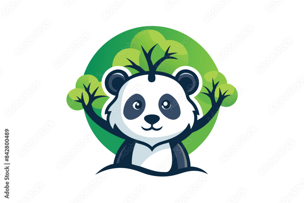 EcoHarmony: Panda and Tree in a Nature Symbol Logo EcoHarmony: Panda and Tree in a Nature Symbol Logo